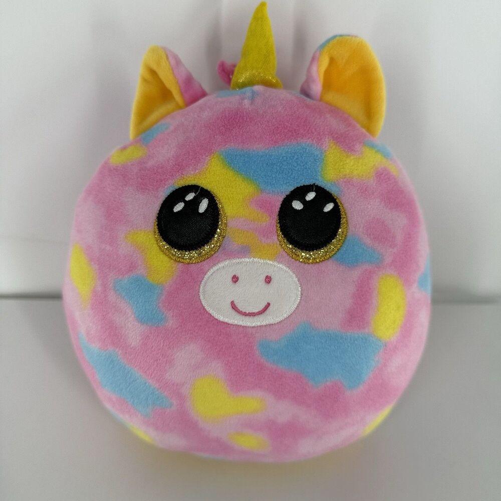 2020 TY Squish a Boos 12" FANTASIA Unicorn Cushion Stuffed Animal Plush